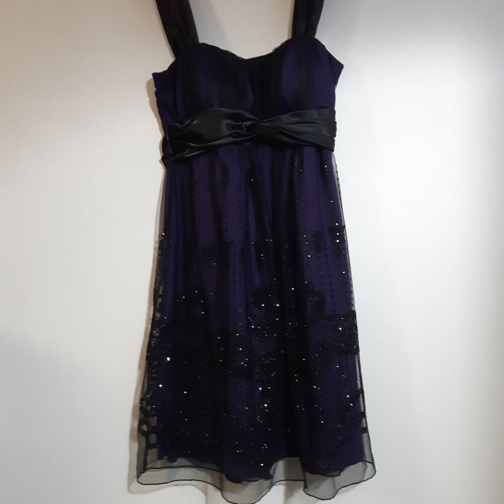 Candy Couture Purple & Black Sequin Cocktail Dress Size Medium